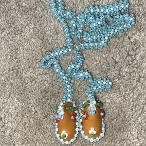 Vintage Native American Moccasins Seed Bead Blue Necklace